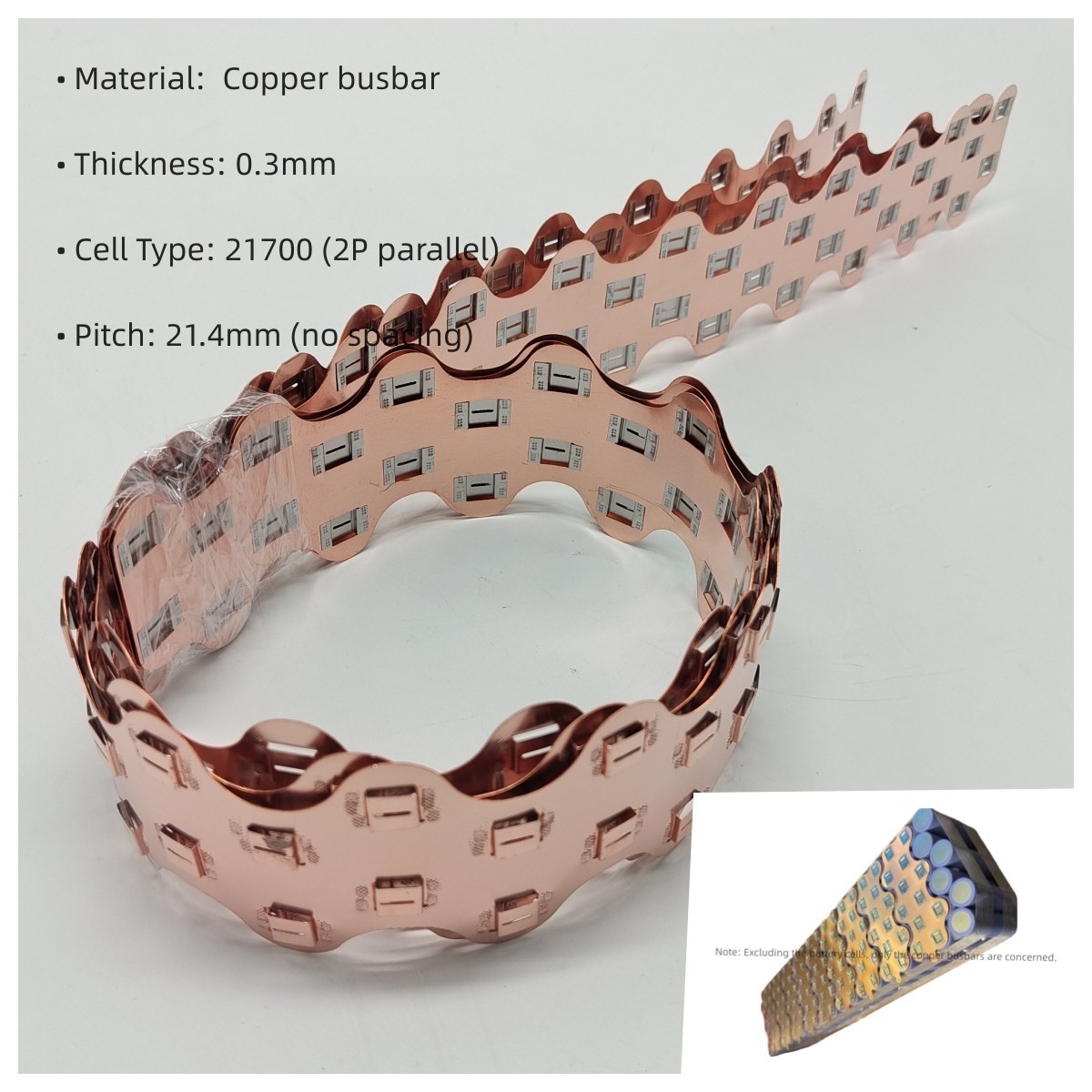 Bus Bar Copper - 21700-2P W Shape Copper Bus Bar